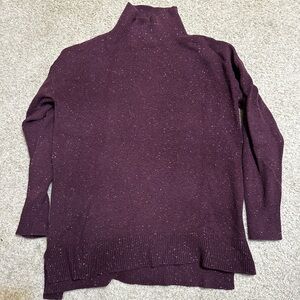 The Loft Womens Size M Heathered Mauve Mockneck Long Oversized Tunic Sweater
